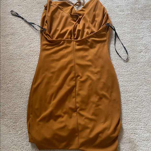 Cowl Neck Beige Dress - Picture 3 of 4